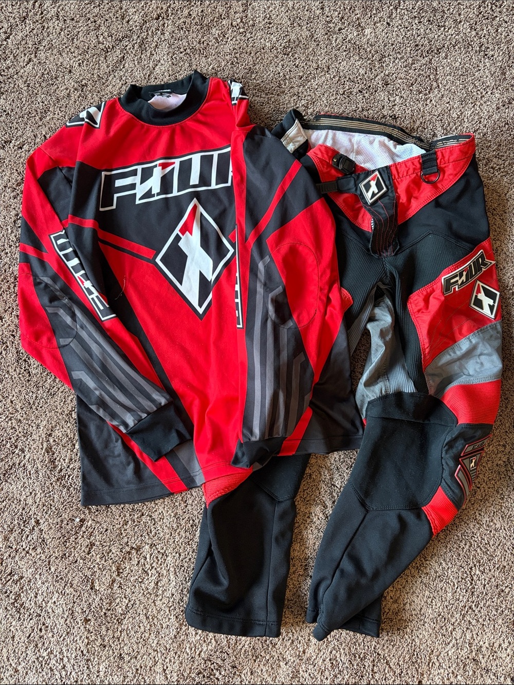 Adult Red & Black Motocross Jersey and Pants Set - Size XL